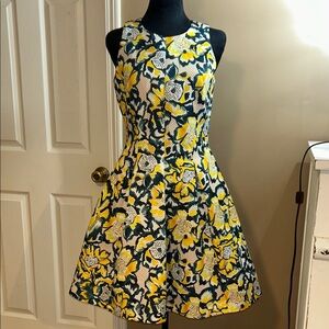 H&M Yellow and Black Floral Mini Dress